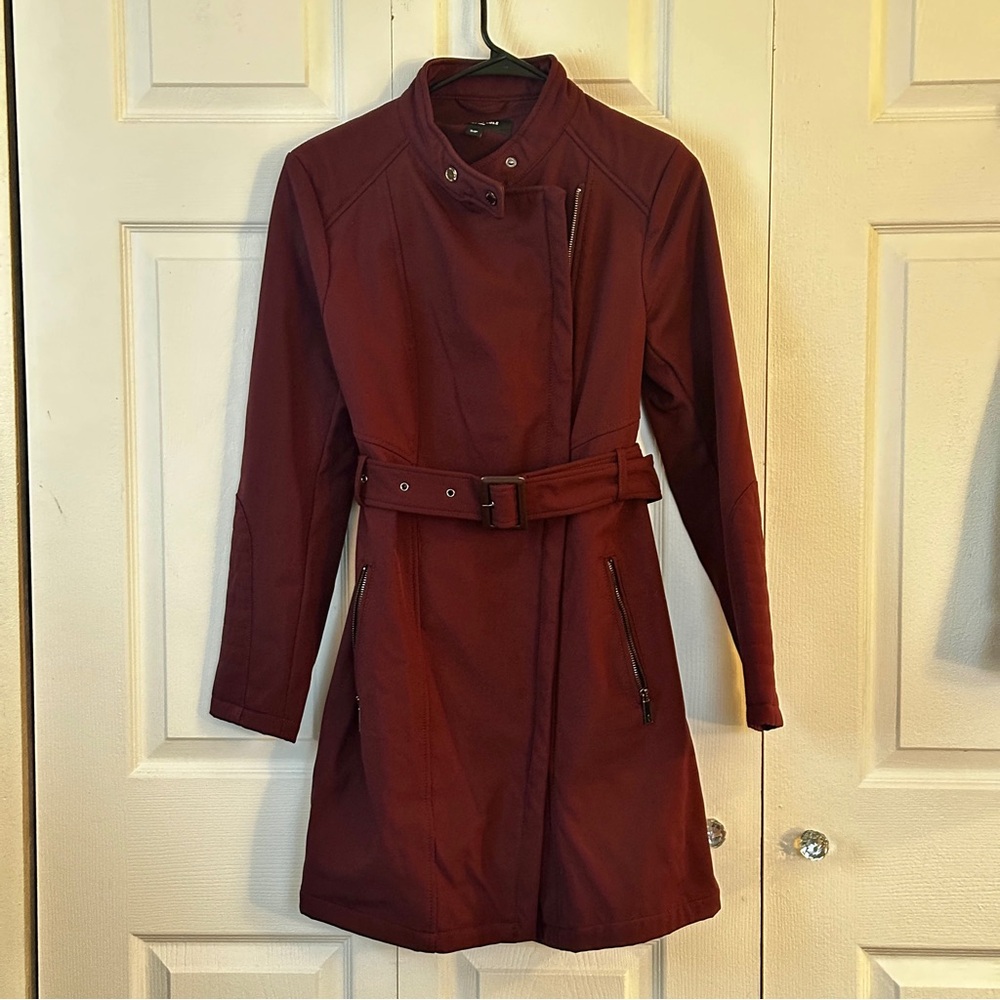 Kenneth Cole Burgundy Belted Coat